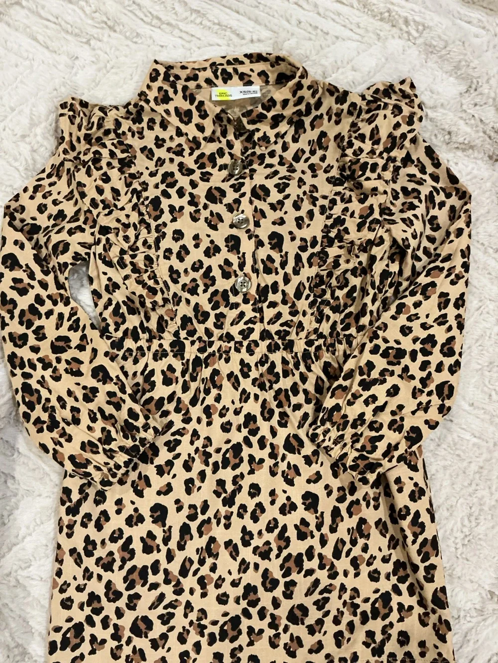 Epic Threads Beige and Black Leopard Print Ruffle Dress